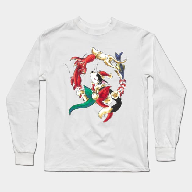 7 Fish Wreath Long Sleeve T-Shirt by KristenOKeefeArt